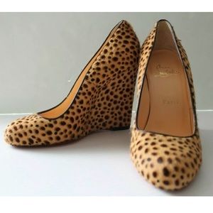 Christian Louboutin Cheetah Pony Hair Wedge / Size 36 / Authentic Heel